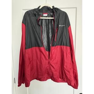 Columbia Jacket XL Red Windbreaker Rain Lightweight Zip Up Mens Womens